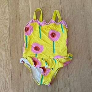 Stella McCartney Kids Yellow One Piece with Pink Floral Design